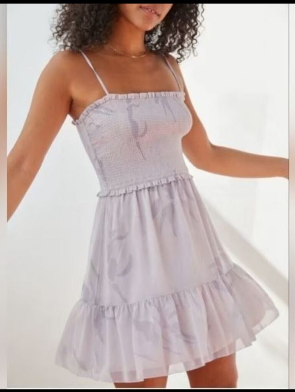 WILFRED Aritzia Catamaran Smocked Light Purple Mini DRESS Sz M Fit & Flare $158